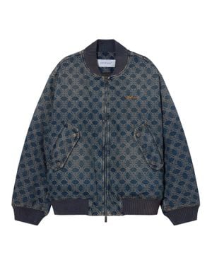 Off-White c/o Virgil Abloh Arrow Monogram Denim Bomber Jacket - Blue
