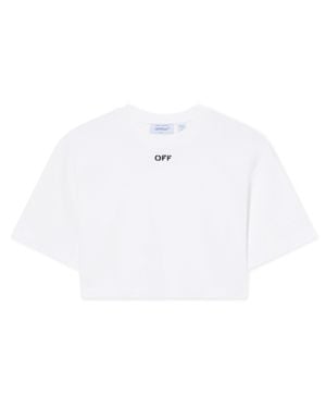 Off-White c/o Virgil Abloh Off Stamp Rib Cropped Tee - White