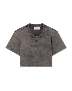 Off-White c/o Virgil Abloh Off Stamp Rib Cropped T-Shirt - Gray