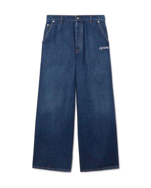 Off-White c/o Virgil Abloh Script Wide Jeans - Blue