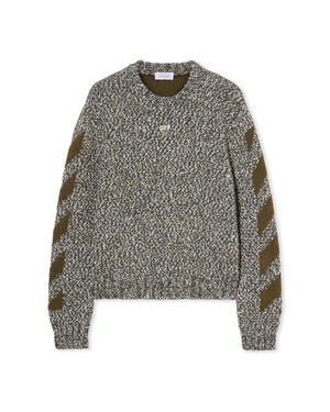 Off-White c/o Virgil Abloh Diagonal Arrow Mouliné Knit Crewneck Jumper - Grey