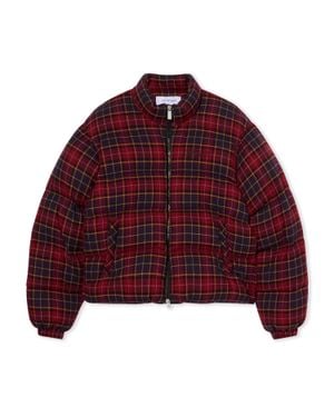 Off-White c/o Virgil Abloh Spray Arrow Check Flannel Down Jacket - Red