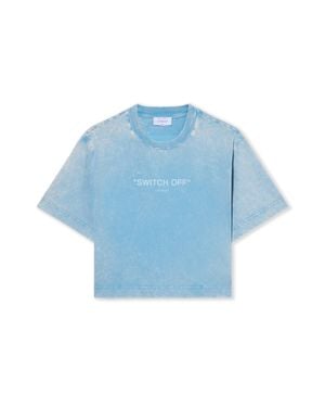 Off-White c/o Virgil Abloh Switch Off Crop T-Shirt - Blu