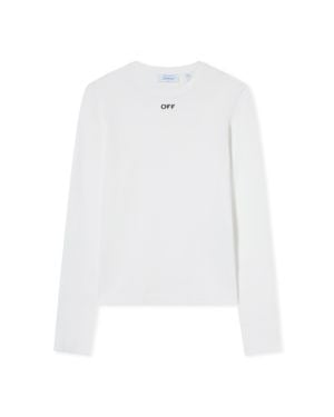 Off-White c/o Virgil Abloh Off Stamp Ribbed Long Sleeves T-Shirt - White