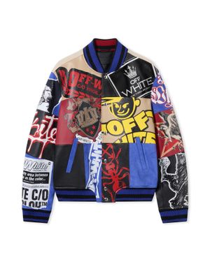Off-White c/o Virgil Abloh Multipatch Wool Varsity Jacket - Blue