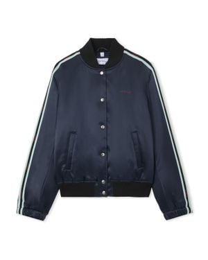 Off-White c/o Virgil Abloh Satin Varsity Jacket - Blue