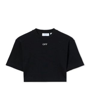Off-White c/o Virgil Abloh Off Stamp Rib Cropped Tee - Black