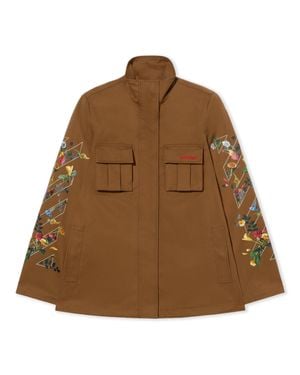 Off-White c/o Virgil Abloh Arrow Flower Field Twill Jacket - Brown