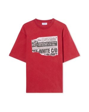 Off-White c/o Virgil Abloh News Outl Arrow Skate Logo Tee - Red