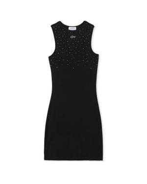 Off-White c/o Virgil Abloh Ow X Swarovski Ribbed Rowing Dress - Black