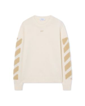 Off-White c/o Virgil Abloh Diagonals Fuzzy Knit Crewneck - White