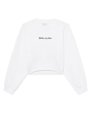 Off-White c/o Virgil Abloh Embroidered Arrow Script Crop Crewneck - White
