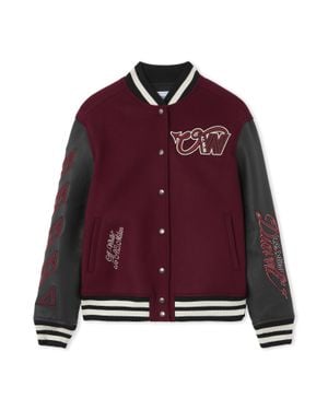 Off-White c/o Virgil Abloh Off- C/O Ac Milan Varsity Jacket - Red