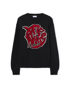 Off-White c/o Virgil Abloh Sphere Logo Chunky Knit Crewneck Jumper - Red