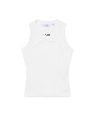Off-White c/o Virgil Abloh Off Stamp Ribbed Round Tank Top - White