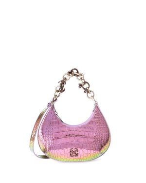 Off-White c/o Virgil Abloh Holographic Crocodile Hemisphere Shoulder Bag - Pink