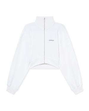 Off-White c/o Virgil Abloh Arrow Glowing Flower Crop Zip Jacket - White