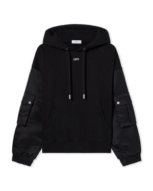 Off-White c/o Virgil Abloh Stamp Hybrid Nylon Hoodie - Black