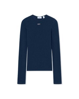 Off-White c/o Virgil Abloh Off Stamp Fitted Long Sleeve Top - Blue