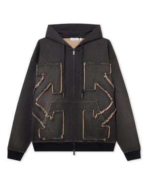 Off-White c/o Virgil Abloh Distress Arr Skate Zip Hoodie - Black