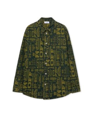 Off-White c/o Virgil Abloh Multilogo Jacquard Denim Shirt - Green