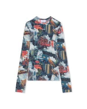 Off-White c/o Virgil Abloh World Paint Second Skin Crew - Blue