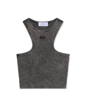 Off-White c/o Virgil Abloh Off Stamp Rib Rowing Logo Top - Gray