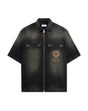 Off-White c/o Virgil Abloh Denim Zip Bowling Shirt - Black