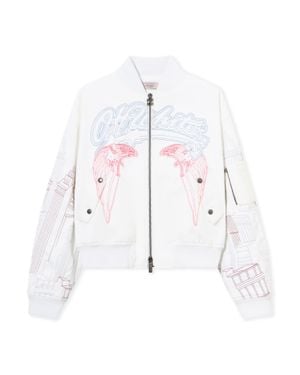 Off-White c/o Virgil Abloh Skyline Cropped Bomber - White