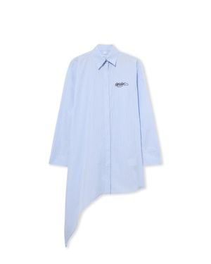 Off-White c/o Virgil Abloh Striped Poplin Asymmetric Shirt Dress - Blue