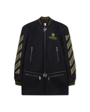 Off-White c/o Virgil Abloh Eagle Wool Twill Varsity Coat - Black