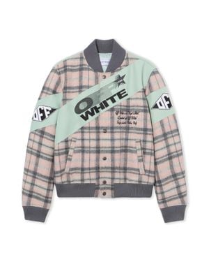 Off-White c/o Virgil Abloh Royal Check Varsity Jacket - Grey
