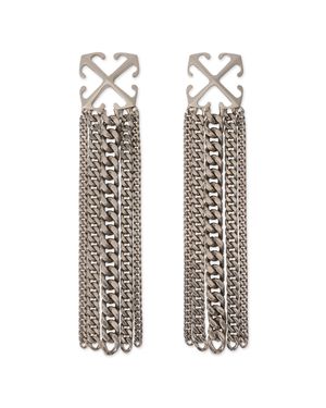 Off-White c/o Virgil Abloh Arrow Chain Pendant Earrings - White