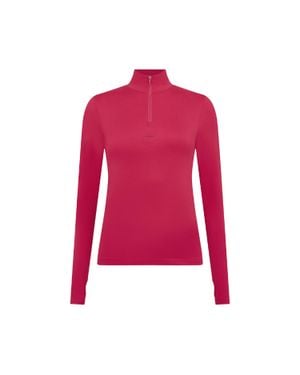 PANGAIA 99% Bio-Based Zipped Long Sleeve Top—Acai - Red