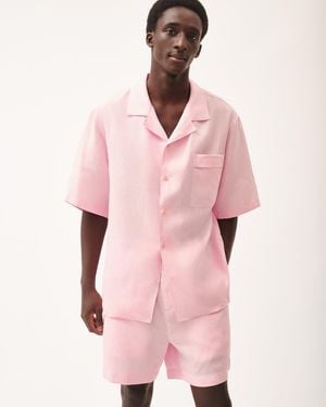 PANGAIA Aloe Linen Camp Collar Shirt - Pink