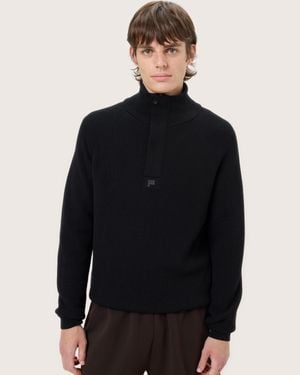 PANGAIA Merino Wool Half Zip Jumper - Black