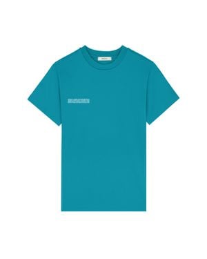 PANGAIA Interlock Text Block T-Shirt—Malachite - Blue