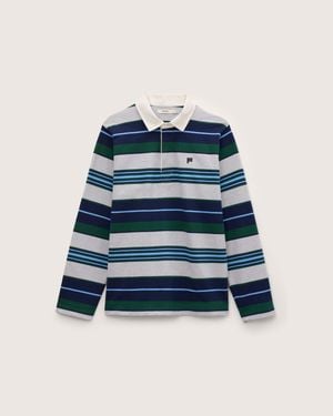 PANGAIA Striped Rugby Polo Shirt—Depth Stripe - Blue