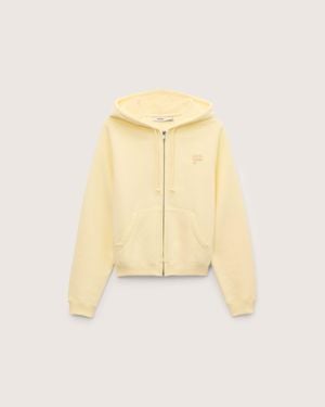 PANGAIA Heavyweight Drawstring Zip Up Soft Organic Cotton Hoodie—Light - Natural