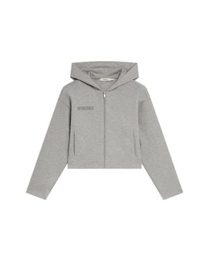 PANGAIA Double Jersey Cropped Zip Up Hoodie— Marl - Grey