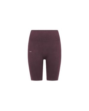 PANGAIA Cotton-Stretch Cycle Shorts—Chestnut - Purple