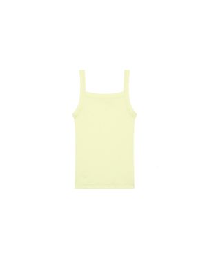 PANGAIA Rib Square Neck Tank Top—Soft Lime - White