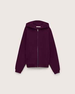 PANGAIA Heavyweight Logo Zip Up Soft Organic Cotton Hoodie—Nocturne Plum - Purple