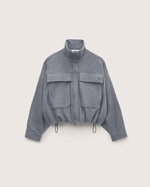 PANGAIA Wool Jersey Zip Up Jacket— Marl - Grey