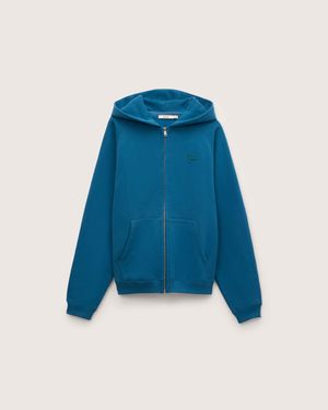 PANGAIA Heavyweight Logo Zip Up Soft Organic Cotton Hoodie—Crimson Echo - Blue