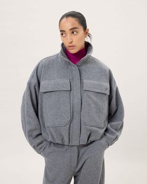 PANGAIA Wool Jersey Zip Up Jacket— Marl - Grey