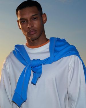 PANGAIA Long Sleeve Interlock T-Shirt—Soft Void - Blue
