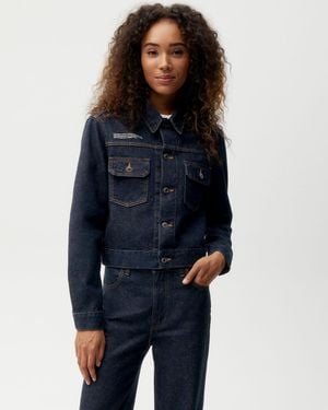 PANGAIA Womens Cropped Hemp Denim Jacket - Blue