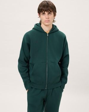 PANGAIA Heavyweight Zip Up Soft Organic Cotton Hoodie—Depth - Green