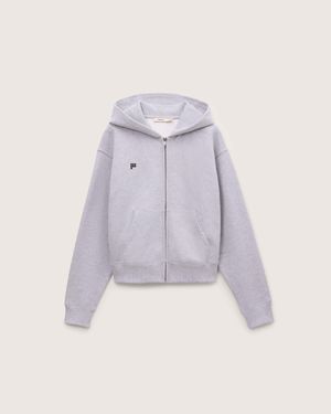 PANGAIA Heavyweight Zip Up Soft Organic Cotton Hoodie— Marl - Grey